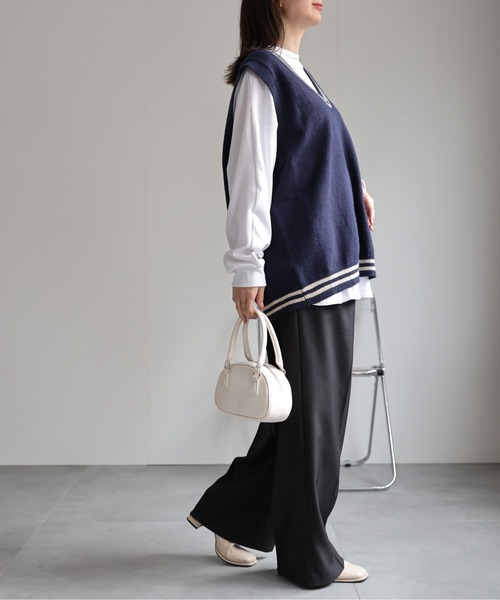 CREARE -LINO-（クレアーレリノ）の「＜ユニセックス＞刺繍入り Vネックスクールベスト/ニット（ベスト・レディース・グレー/ネイビー/ベージュ/ブラック・FREE）」の20枚目の写真