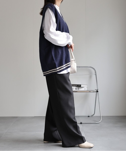 CREARE -LINO-（クレアーレリノ）の「＜ユニセックス＞刺繍入り Vネックスクールベスト/ニット（ベスト・レディース・グレー/ネイビー/ベージュ/ブラック・FREE）」の21枚目の写真