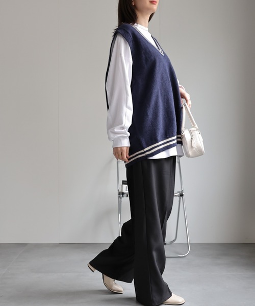 CREARE -LINO-（クレアーレリノ）の「＜ユニセックス＞刺繍入り Vネックスクールベスト/ニット（ベスト・レディース・グレー/ネイビー/ベージュ/ブラック・FREE）」の22枚目の写真