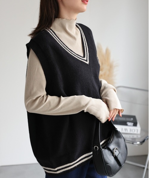 CREARE -LINO-（クレアーレリノ）の「＜ユニセックス＞刺繍入り Vネックスクールベスト/ニット（ベスト・レディース・グレー/ネイビー/ベージュ/ブラック・FREE）」の13枚目の写真