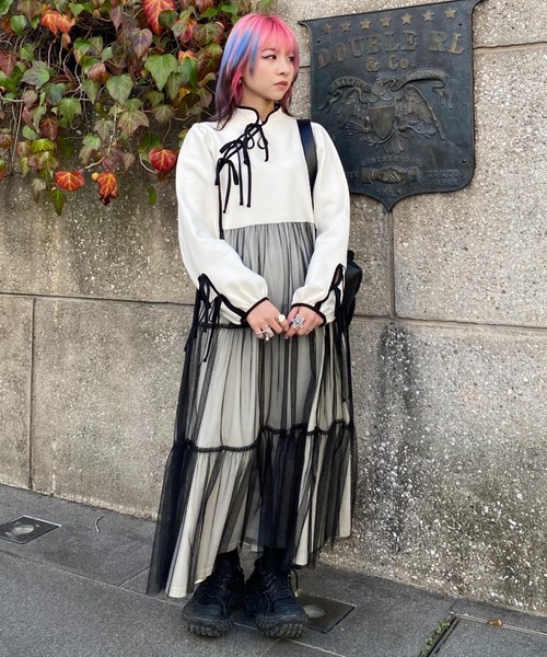 WEB限定 ワッフルボーダーワンピース[品番：FOKK0020768]｜F.O.