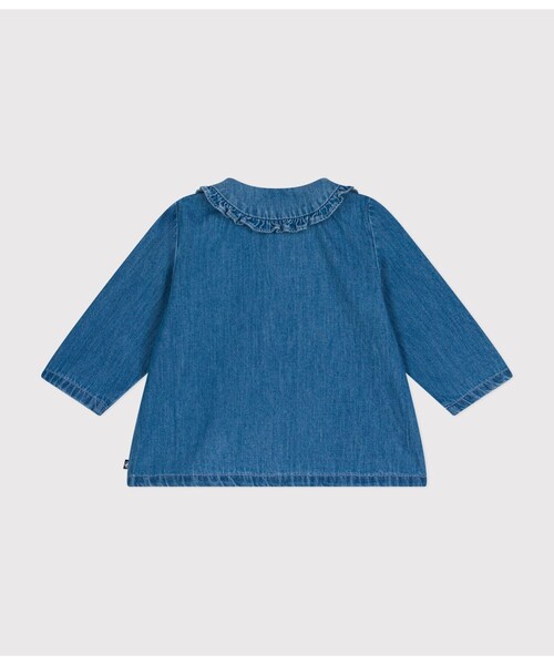 PETIT BATEAU(プチバトー)の「デニム長袖ブラウス(シャツ/ブラウス・キッズ・ブルー・18MONTH/12MONTH/24MONTH/36MONTH)」の2枚目の写真