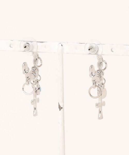 88eighty-eight】じゃらじゃら十字架リングフープピアス【import 88eighty-eight】じゃらじゃら十字架リングフープピアス【import