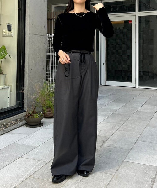 mystic（ミスティック）の「【一枚でもインナーでも◎/4色展開】ベロアメローTOPS（Tシャツ/カットソー・レディース・ブラック/アイボリー/ベージュ/ピンク・FREE）」の15枚目の写真