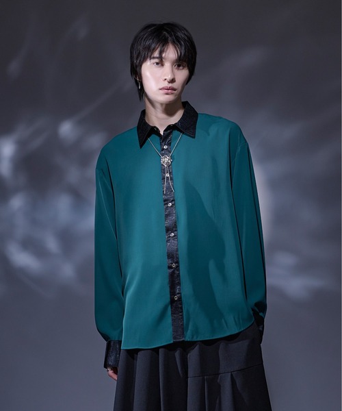 Ellno Loset(エルノロゼット)の「メタルクレリックシャツ(シャツ/ブラウス・メンズ・ブルーグリーン/ブラック/ブラック系その他・LARGE/MEDIUM/SMALL)」の3枚目の写真