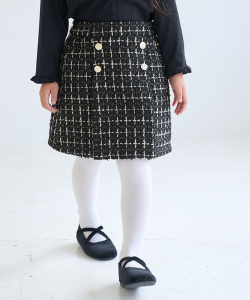 ROPE' PICNIC(ロペピクニック)の「【KIDS】チェックツイードスカート/リンクコーデ(スカート・キッズ・ブラック系その他/ホワイト系その他5・120/130/140/150)」の2枚目の写真