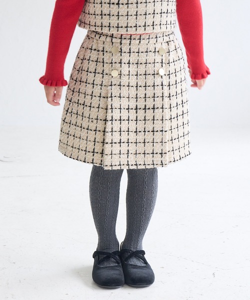 ROPE' PICNIC(ロペピクニック)の「【KIDS】チェックツイードスカート/リンクコーデ(スカート・キッズ・ブラック系その他/ホワイト系その他5・120/130/140/150)」の1枚目の写真
