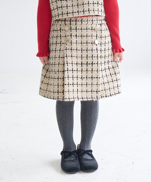 ROPE' PICNIC(ロペピクニック)の「【KIDS】チェックツイードスカート/リンクコーデ(スカート・キッズ・ブラック系その他/ホワイト系その他5・120/130/140/150)」の16枚目の写真