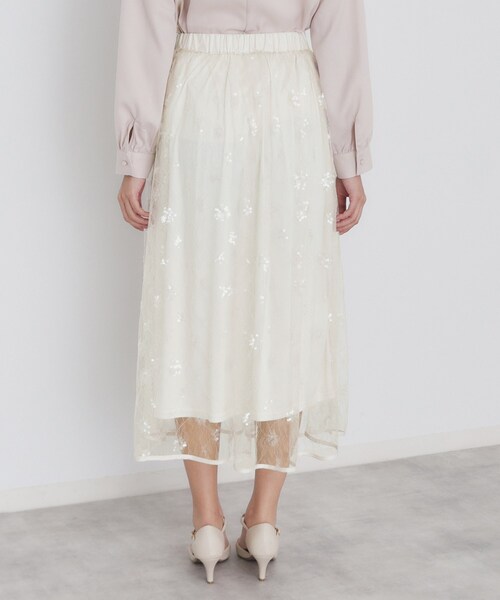 index(インデックス)の「◆《美人百花掲載》スパンコールシアー刺繍スカート【洗濯機洗い可】(スカート・レディース・ブラック/オフホワイト・00)」の19枚目の写真