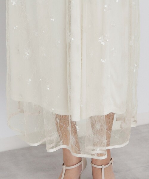 index(インデックス)の「◆《美人百花掲載》スパンコールシアー刺繍スカート【洗濯機洗い可】(スカート・レディース・ブラック/オフホワイト・00)」の5枚目の写真