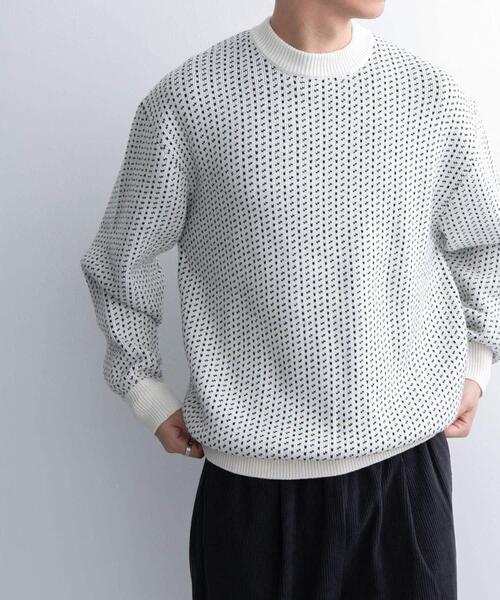 FORK&SPOON（フォークアンドスプーン）の「FORK&SPOON　バーズアイクルーネックニット（ニット/セーター・メンズ・オフホワイト/チャコールグレー/ネイビー・4/5）」の14枚目の写真