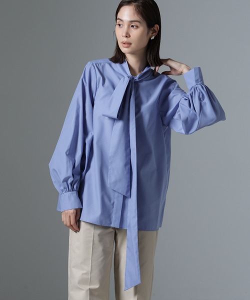 NANO universe（ナノユニバース）の「ボータイブラウス（シャツ/ブラウス・レディース・ブルー/ブラック/ホワイト・FREE）」の3枚目の写真