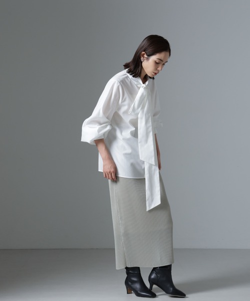 NANO universe（ナノユニバース）の「ボータイブラウス（シャツ/ブラウス・レディース・ブルー/ブラック/ホワイト・FREE）」の17枚目の写真