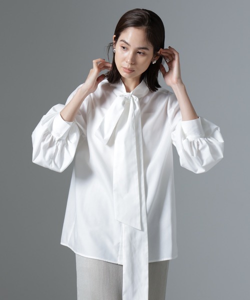 NANO universe（ナノユニバース）の「ボータイブラウス（シャツ/ブラウス・レディース・ブルー/ブラック/ホワイト・FREE）」の12枚目の写真