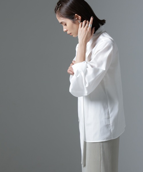 NANO universe（ナノユニバース）の「ボータイブラウス（シャツ/ブラウス・レディース・ブルー/ブラック/ホワイト・FREE）」の14枚目の写真