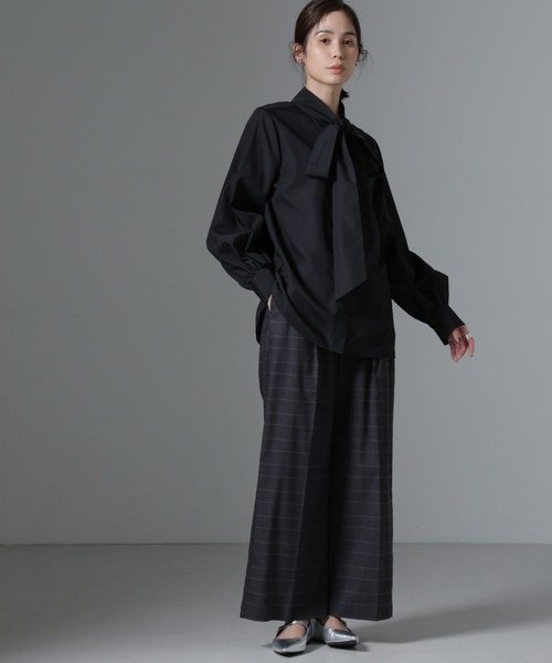 NANO universe（ナノユニバース）の「ボータイブラウス（シャツ/ブラウス・レディース・ブルー/ブラック/ホワイト・FREE）」の4枚目の写真