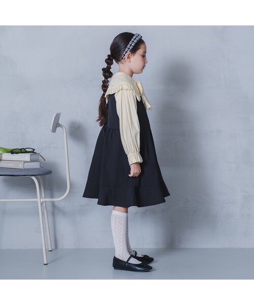 p.premier(ピードットプルミエ)の「【ジュニア対応】ボウタイ付きフリル衿ブラウス(シャツ/ブラウス・キッズ・ブラック/オフホワイト・90/100/110/120/130/140)」の3枚目の写真