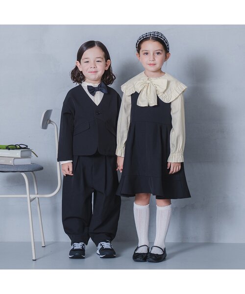 p.premier(ピードットプルミエ)の「【ジュニア対応】ボウタイ付きフリル衿ブラウス(シャツ/ブラウス・キッズ・ブラック/オフホワイト・90/100/110/120/130/140)」の4枚目の写真
