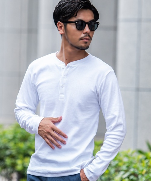 JEMORGAN(ジェーイーモーガン)の「『JEMORGAN LONG JOHNS/ジェーイーモーガンロングジョーンズ』テレコヘンリーネック長袖Tシャツ【+】(Tシャツ/カットソー・メンズ・杢グレー/ブラック/オフホワイト・L/XL/M)」の4枚目の写真
