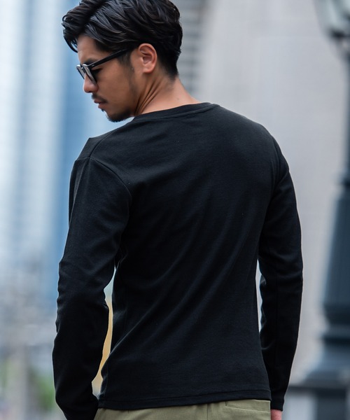 JEMORGAN(ジェーイーモーガン)の「『JEMORGAN LONG JOHNS/ジェーイーモーガンロングジョーンズ』テレコヘンリーネック長袖Tシャツ【+】(Tシャツ/カットソー・メンズ・杢グレー/ブラック/オフホワイト・L/XL/M)」の8枚目の写真