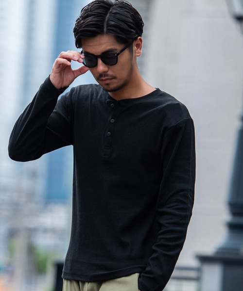 JEMORGAN(ジェーイーモーガン)の「『JEMORGAN LONG JOHNS/ジェーイーモーガンロングジョーンズ』テレコヘンリーネック長袖Tシャツ【+】(Tシャツ/カットソー・メンズ・杢グレー/ブラック/オフホワイト・L/XL/M)」の9枚目の写真