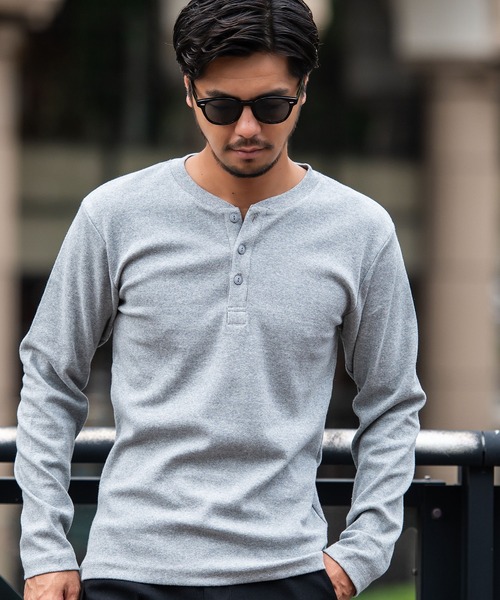 JEMORGAN(ジェーイーモーガン)の「『JEMORGAN LONG JOHNS/ジェーイーモーガンロングジョーンズ』テレコヘンリーネック長袖Tシャツ【+】(Tシャツ/カットソー・メンズ・杢グレー/ブラック/オフホワイト・L/XL/M)」の13枚目の写真
