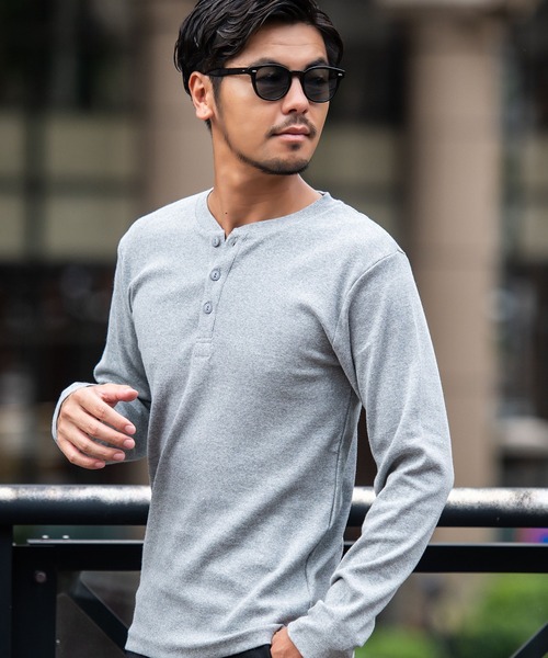 JEMORGAN(ジェーイーモーガン)の「『JEMORGAN LONG JOHNS/ジェーイーモーガンロングジョーンズ』テレコヘンリーネック長袖Tシャツ【+】(Tシャツ/カットソー・メンズ・杢グレー/ブラック/オフホワイト・L/XL/M)」の14枚目の写真
