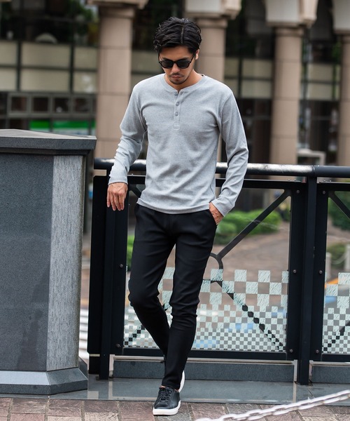 JEMORGAN(ジェーイーモーガン)の「『JEMORGAN LONG JOHNS/ジェーイーモーガンロングジョーンズ』テレコヘンリーネック長袖Tシャツ【+】(Tシャツ/カットソー・メンズ・杢グレー/ブラック/オフホワイト・L/XL/M)」の15枚目の写真