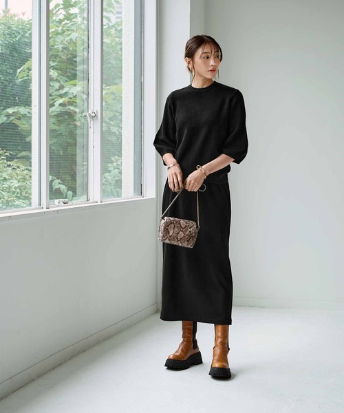 美品/22AW Y's ワイズ YE-K05-186 ウール アシンメトリーニットセーター/ トップス 2 ブラック レディース STYLE DELI（スタイルデリ）の「カーヴィーフォルムニット