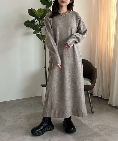 apres jour mignon(アプレジュールミニョン)の「リブニットワンピース【ZOZOTOWN限定アイテム】(ワンピース・レディース・チャコールグレー/ブラック/グレイッシュベージュ・SMALL/X-LARGE/MEDIUM)」の18枚目の写真