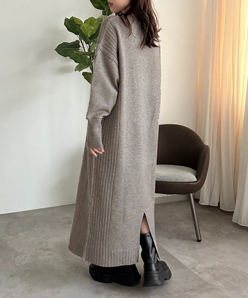 apres jour mignon(アプレジュールミニョン)の「リブニットワンピース【ZOZOTOWN限定アイテム】(ワンピース・レディース・チャコールグレー/ブラック/グレイッシュベージュ・SMALL/X-LARGE/MEDIUM)」の21枚目の写真