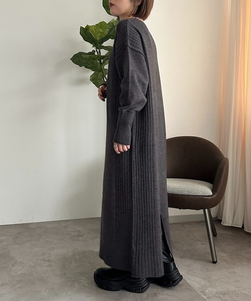 apres jour mignon(アプレジュールミニョン)の「リブニットワンピース【ZOZOTOWN限定アイテム】(ワンピース・レディース・チャコールグレー/ブラック/グレイッシュベージュ・SMALL/X-LARGE/MEDIUM)」の14枚目の写真