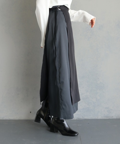 &g'aime（アンジェム）の「【&g'aime】レイヤードラップスカートセット（2PCS）　LAYERED WRAP SKIRT SET（スカート・レディース・ブラック/チャコールグレー・FREE）」の17枚目の写真