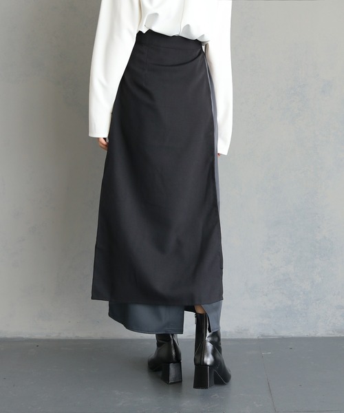 &g'aime（アンジェム）の「【&g'aime】レイヤードラップスカートセット（2PCS）　LAYERED WRAP SKIRT SET（スカート・レディース・ブラック/チャコールグレー・FREE）」の18枚目の写真