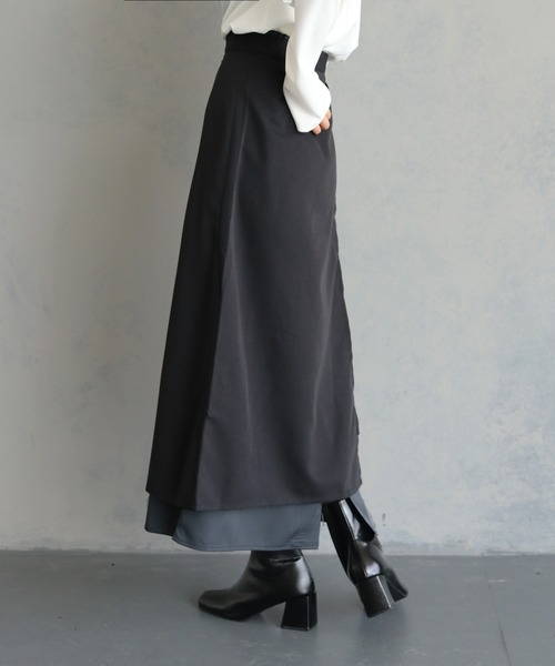 &g'aime（アンジェム）の「【&g'aime】レイヤードラップスカートセット（2PCS）　LAYERED WRAP SKIRT SET（スカート・レディース・ブラック/チャコールグレー・FREE）」の19枚目の写真