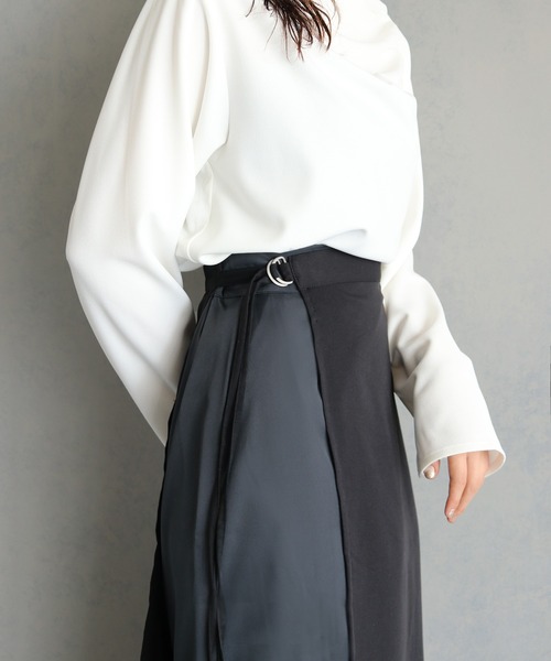 &g'aime（アンジェム）の「【&g'aime】レイヤードラップスカートセット（2PCS）　LAYERED WRAP SKIRT SET（スカート・レディース・ブラック/チャコールグレー・FREE）」の20枚目の写真