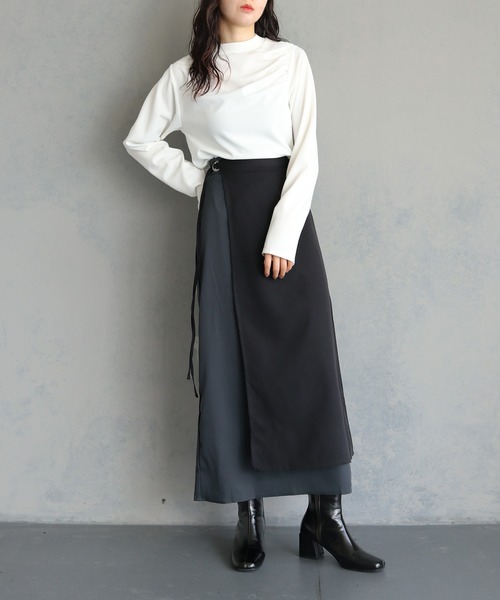 &g'aime（アンジェム）の「【&g'aime】レイヤードラップスカートセット（2PCS）　LAYERED WRAP SKIRT SET（スカート・レディース・ブラック/チャコールグレー・FREE）」の21枚目の写真