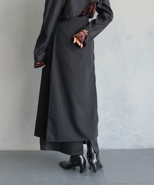 &g'aime（アンジェム）の「【&g'aime】レイヤードラップスカートセット（2PCS）　LAYERED WRAP SKIRT SET（スカート・レディース・ブラック/チャコールグレー・FREE）」の8枚目の写真