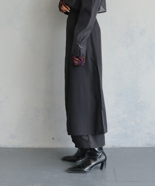&g'aime（アンジェム）の「【&g'aime】レイヤードラップスカートセット（2PCS）　LAYERED WRAP SKIRT SET（スカート・レディース・ブラック/チャコールグレー・FREE）」の9枚目の写真