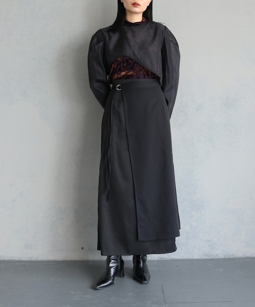 &g'aime（アンジェム）の「【&g'aime】レイヤードラップスカートセット（2PCS）　LAYERED WRAP SKIRT SET（スカート・レディース・ブラック/チャコールグレー・FREE）」の11枚目の写真