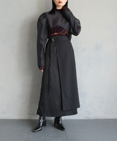 &g'aime（アンジェム）の「【&g'aime】レイヤードラップスカートセット（2PCS）　LAYERED WRAP SKIRT SET（スカート・レディース・ブラック/チャコールグレー・FREE）」の10枚目の写真