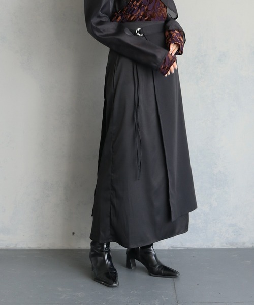 &g'aime（アンジェム）の「【&g'aime】レイヤードラップスカートセット（2PCS）　LAYERED WRAP SKIRT SET（スカート・レディース・ブラック/チャコールグレー・FREE）」の6枚目の写真