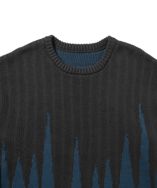 JUNRED（ジュンレッド）の「【一部店舗限定】バイカラージャガードニット（ニット/セーター・メンズ・ダークブラウン/ブラック/チャコールグレー・M/L/S）」の7枚目の写真