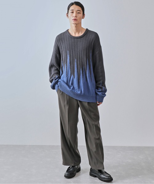 JUNRED（ジュンレッド）の「【一部店舗限定】バイカラージャガードニット（ニット/セーター・メンズ・ダークブラウン/ブラック/チャコールグレー・M/L/S）」の16枚目の写真