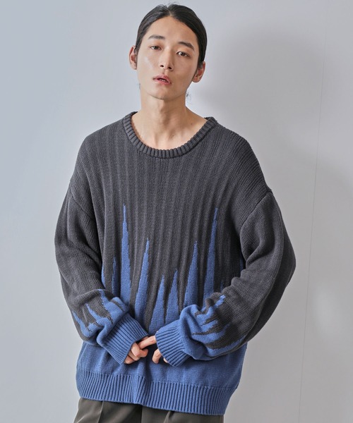 JUNRED（ジュンレッド）の「【一部店舗限定】バイカラージャガードニット（ニット/セーター・メンズ・ダークブラウン/ブラック/チャコールグレー・M/L/S）」の20枚目の写真