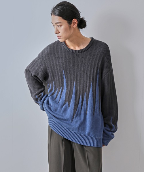 JUNRED（ジュンレッド）の「【一部店舗限定】バイカラージャガードニット（ニット/セーター・メンズ・ダークブラウン/ブラック/チャコールグレー・M/L/S）」の22枚目の写真