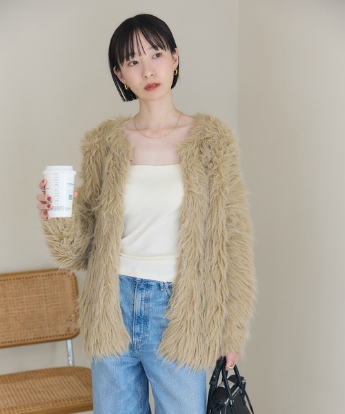 ファーニットカーディガン（カーディガン/ボレロ）｜meilmada