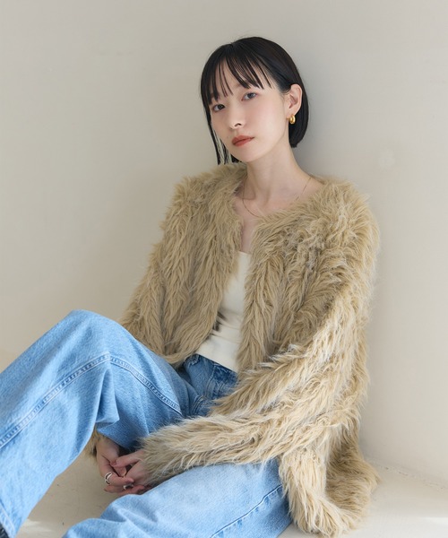 セール】ファーニットカーディガン（カーディガン/ボレロ）｜meilmada