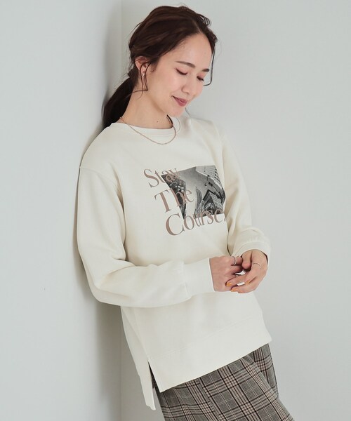 SHOO・LA・RUE（シューラルー）の「◆【洗える/S-LL】ふわふわあったか裏起毛 グラフィックスウェット【SHOO WARM】（スウェット・レディース・ホワイト系3/グレー系/ピンク系1/チャコール・04/03/02/01）」の2枚目の写真