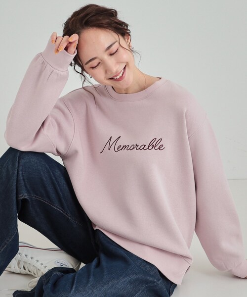 SHOO・LA・RUE（シューラルー）の「◆【洗える/S-LL】ふわふわあったか裏起毛 グラフィックスウェット【SHOO WARM】（スウェット・レディース・ホワイト系3/グレー系/ピンク系1/チャコール・04/03/02/01）」の4枚目の写真